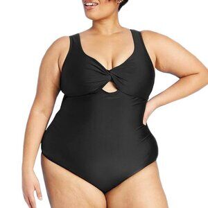 Kona Sol Plus Size Cut Out Twist One Piece Swimsuit NWT